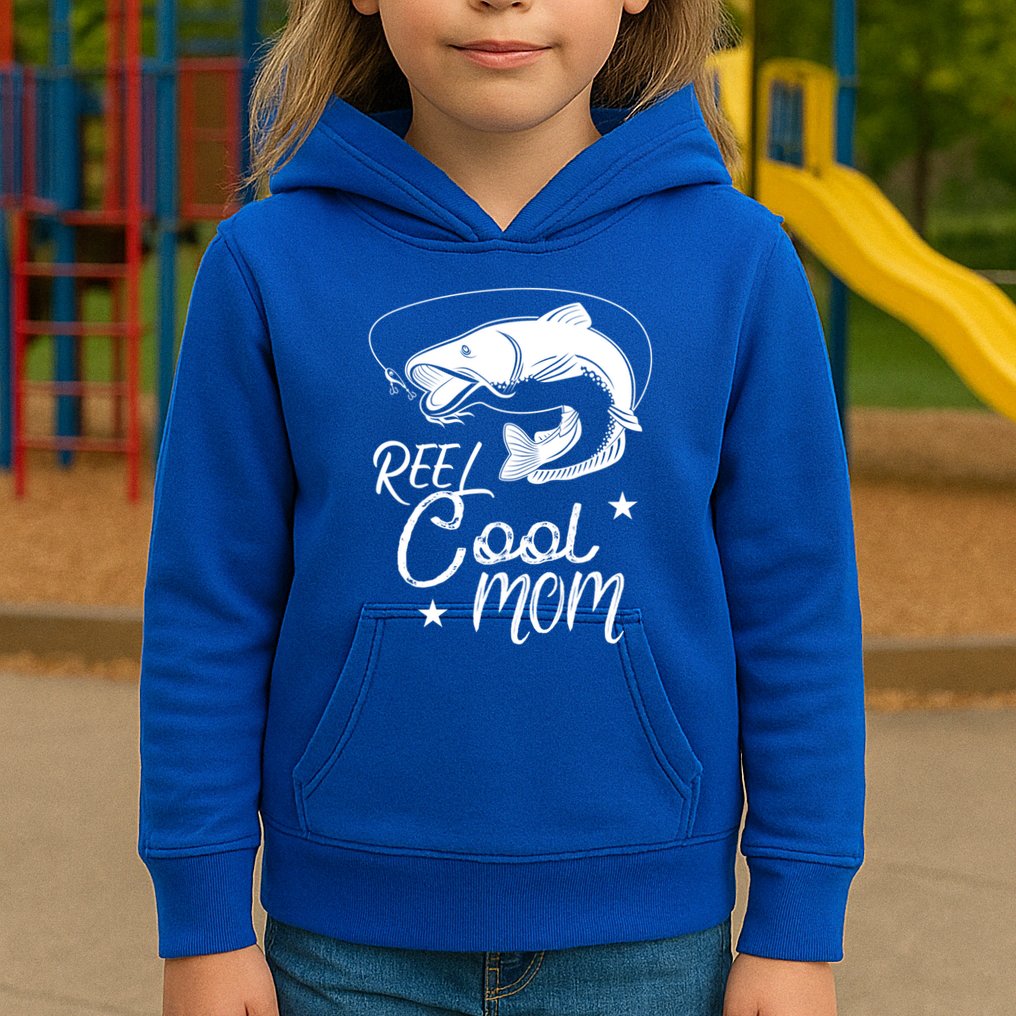 Reel Cool Mom Fathers Day Fishing Mom Cute Gift Kids Hoodie