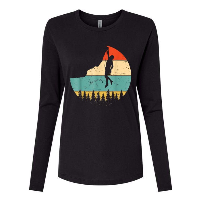 Rock Climbing Mountain Climber Vintage Retro Womens Cotton Relaxed Long Sleeve T-Shirt