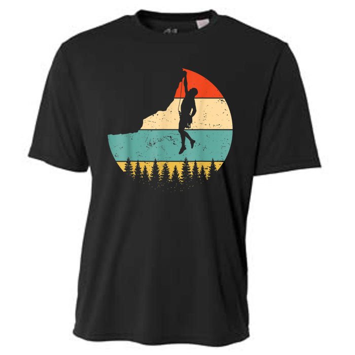 Rock Climbing Mountain Climber Vintage Retro Cooling Performance Crew T-Shirt