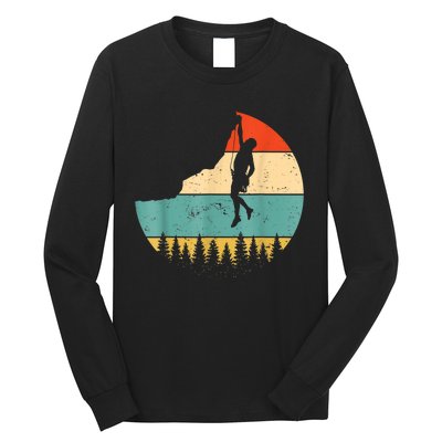 Rock Climbing Mountain Climber Vintage Retro Long Sleeve Shirt