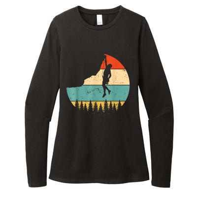 Rock Climbing Mountain Climber Vintage Retro Womens CVC Long Sleeve Shirt