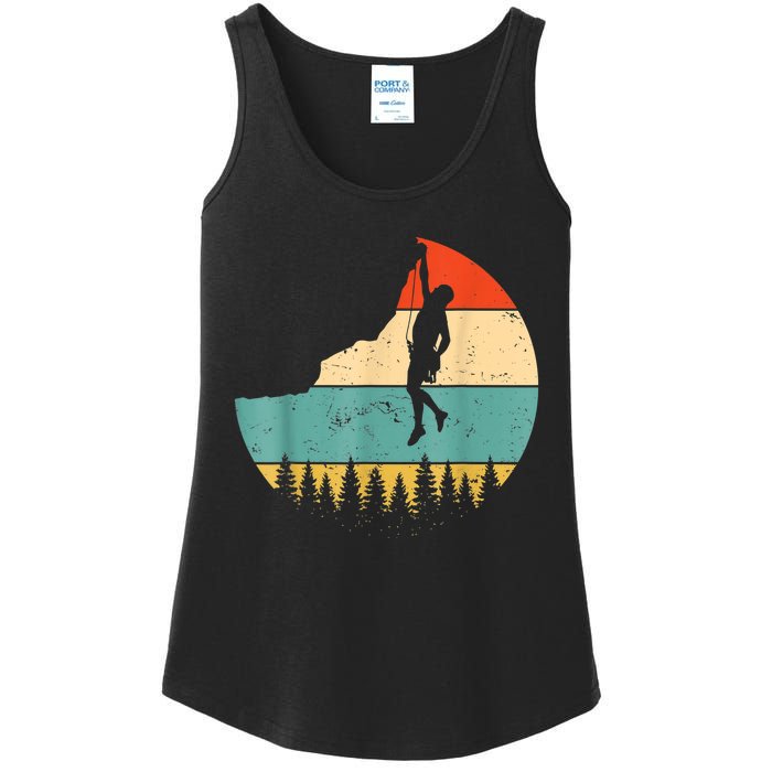 Rock Climbing Mountain Climber Vintage Retro Ladies Essential Tank