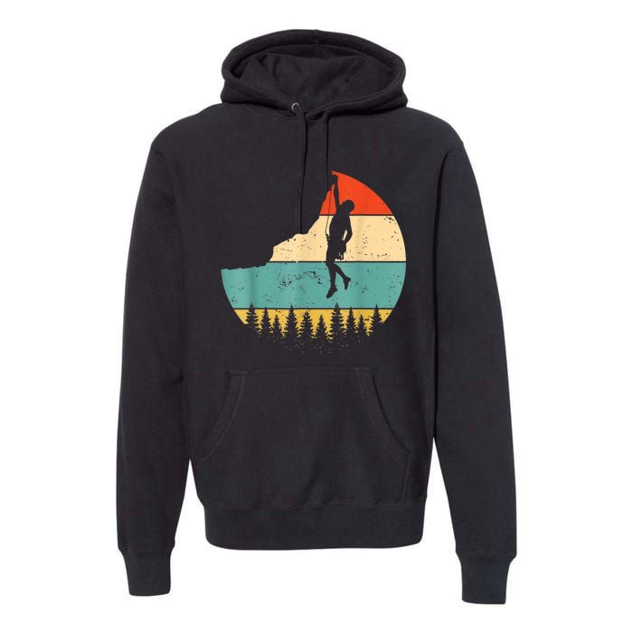 Rock Climbing Mountain Climber Vintage Retro Premium Hoodie