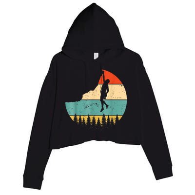 Rock Climbing Mountain Climber Vintage Retro Crop Fleece Hoodie