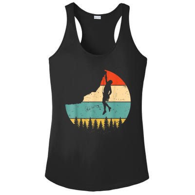 Rock Climbing Mountain Climber Vintage Retro Ladies PosiCharge Competitor Racerback Tank