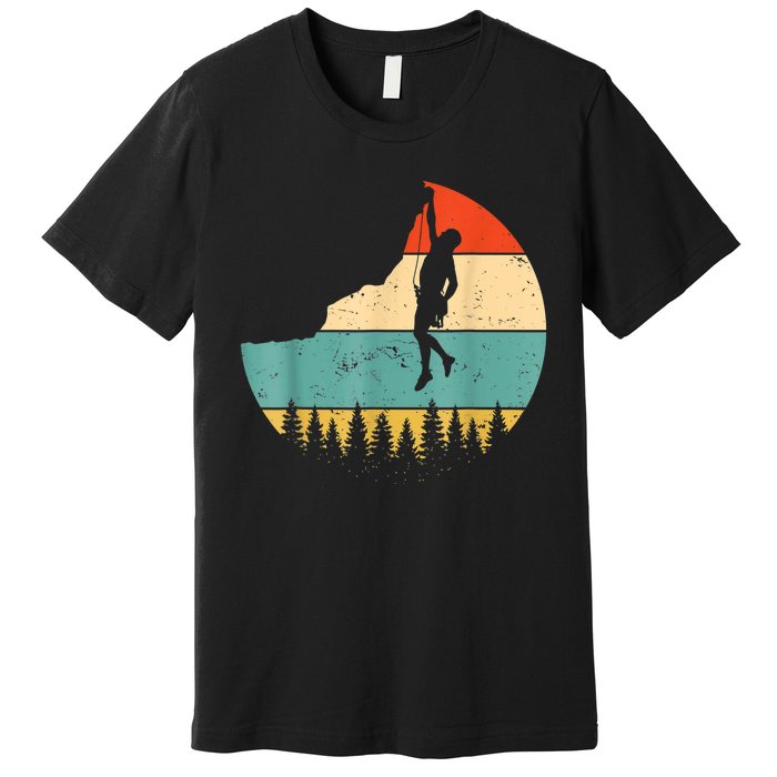 Rock Climbing Mountain Climber Vintage Retro Premium T-Shirt