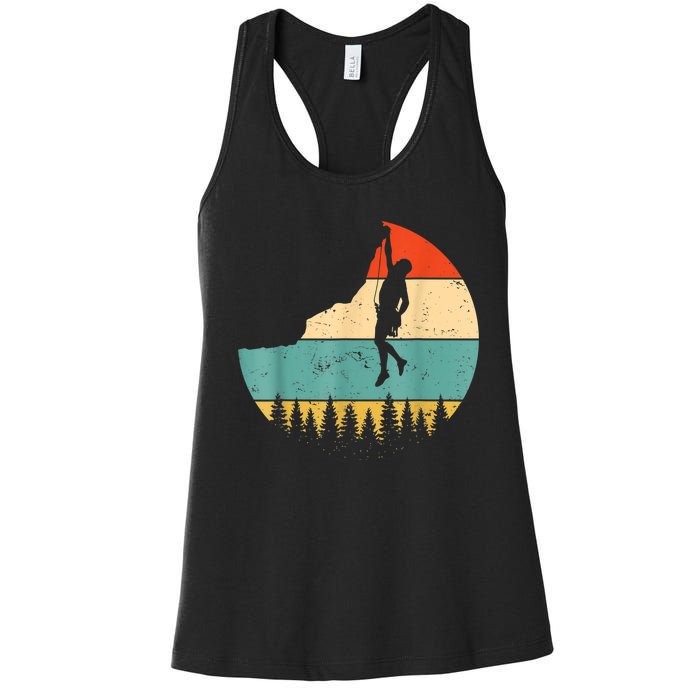 Rock Climbing Mountain Climber Vintage Retro Women's Racerback Tank