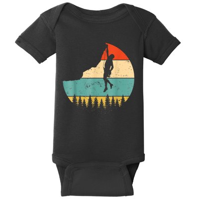 Rock Climbing Mountain Climber Vintage Retro Baby Bodysuit