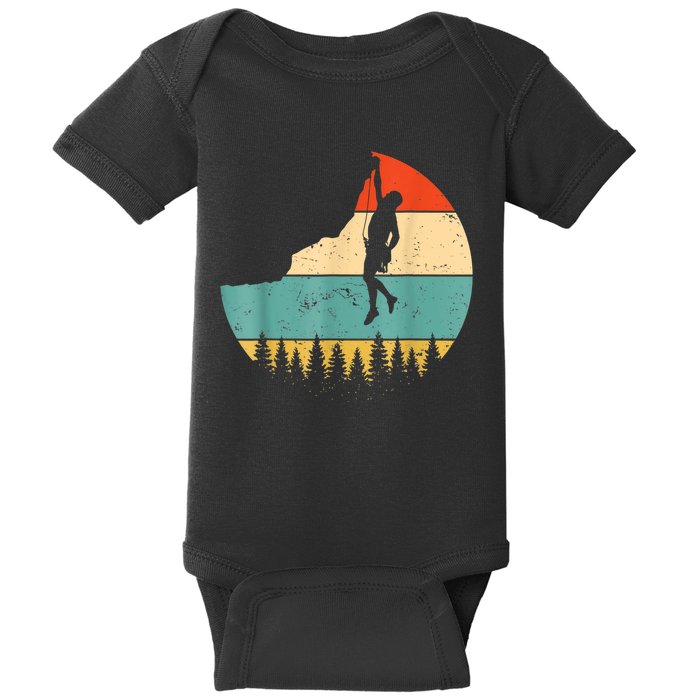 Rock Climbing Mountain Climber Vintage Retro Baby Bodysuit