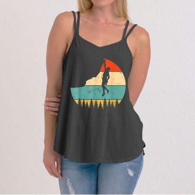 Rock Climbing Mountain Climber Vintage Retro Women's Strappy Tank