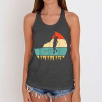 Rock Climbing Mountain Climber Vintage Retro Women's Knotted Racerback Tank