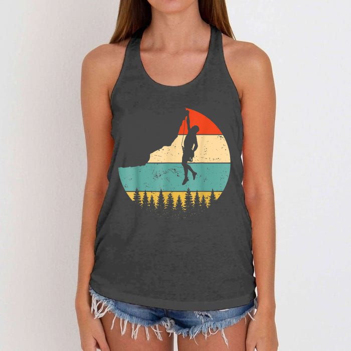 Rock Climbing Mountain Climber Vintage Retro Women's Knotted Racerback Tank