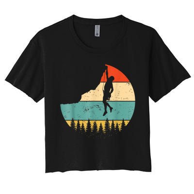 Rock Climbing Mountain Climber Vintage Retro Women's Crop Top Tee