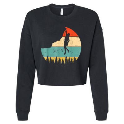 Rock Climbing Mountain Climber Vintage Retro Cropped Pullover Crew