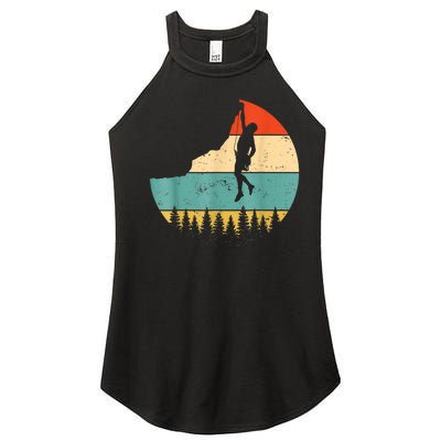 Rock Climbing Mountain Climber Vintage Retro Women's Perfect Tri Rocker Tank