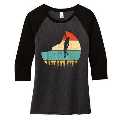 Rock Climbing Mountain Climber Vintage Retro Women's Tri-Blend 3/4-Sleeve Raglan Shirt