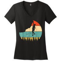 Rock Climbing Mountain Climber Vintage Retro Women's V-Neck T-Shirt