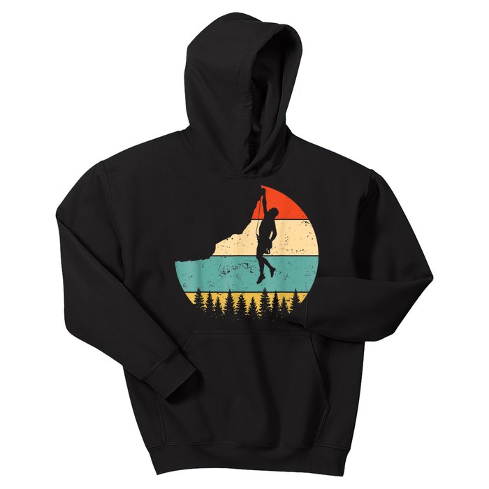 Rock Climbing Mountain Climber Vintage Retro Kids Hoodie