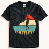 Rock Climbing Mountain Climber Vintage Retro Kids Tie-Dye T-Shirt