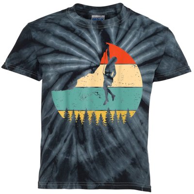 Rock Climbing Mountain Climber Vintage Retro Kids Tie-Dye T-Shirt