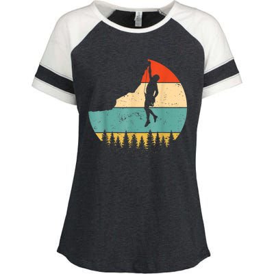 Rock Climbing Mountain Climber Vintage Retro Enza Ladies Jersey Colorblock Tee