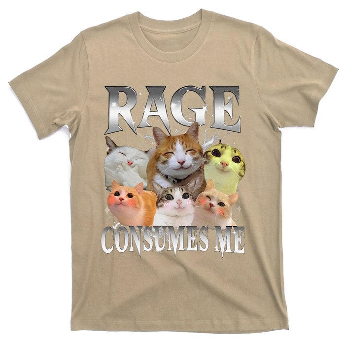 Rage Consumes Me Funny Silly Cat Meme Bootleg Vintage T-Shirt