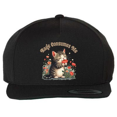 Rage Consumes Me Cat Flower Cute Kittin Cat Kitty Meme Lover Wool Snapback Cap
