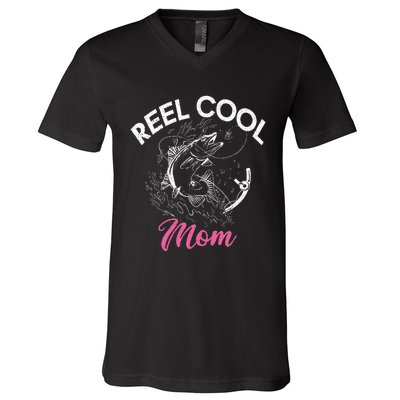 Reel Cool Mom Angling Hunting Fishing V-Neck T-Shirt