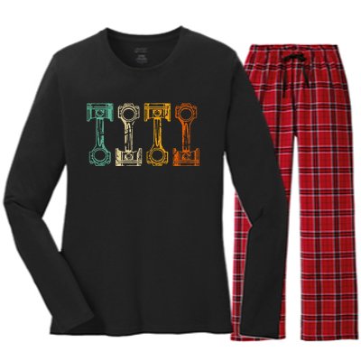 Retro Car Mechanic Vintage Tuner Women's Long Sleeve Flannel Pajama Set 