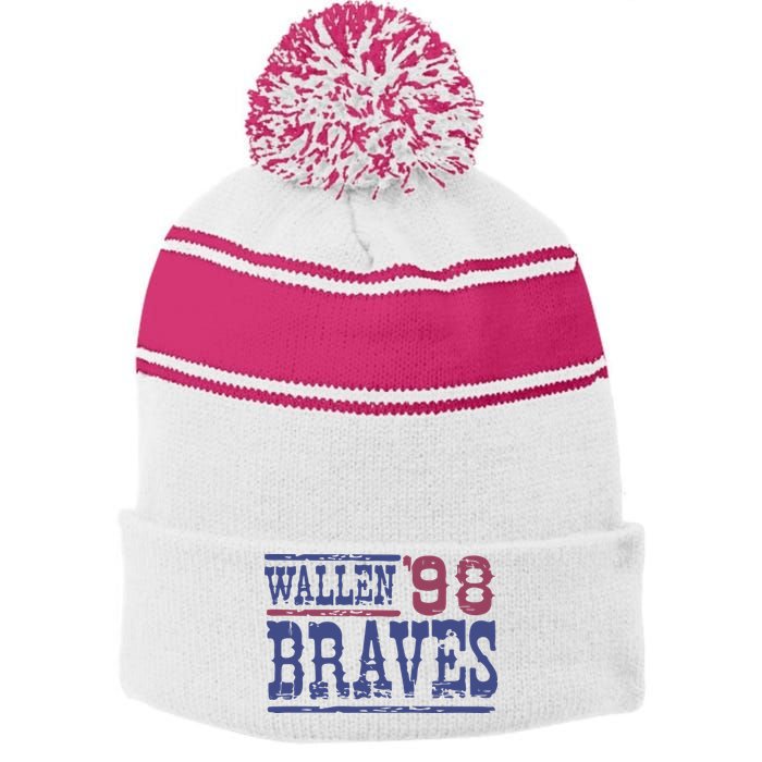 Retro Country Music Singer Song 98 Stripe Pom Pom Beanie