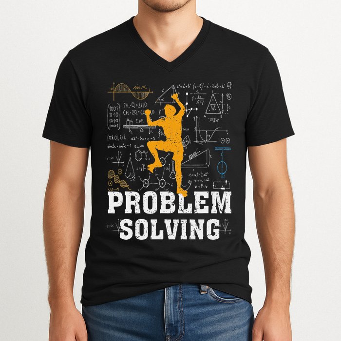 Rock Climbing Math Lover Problem Solving Mathematician V-Neck T-Shirt