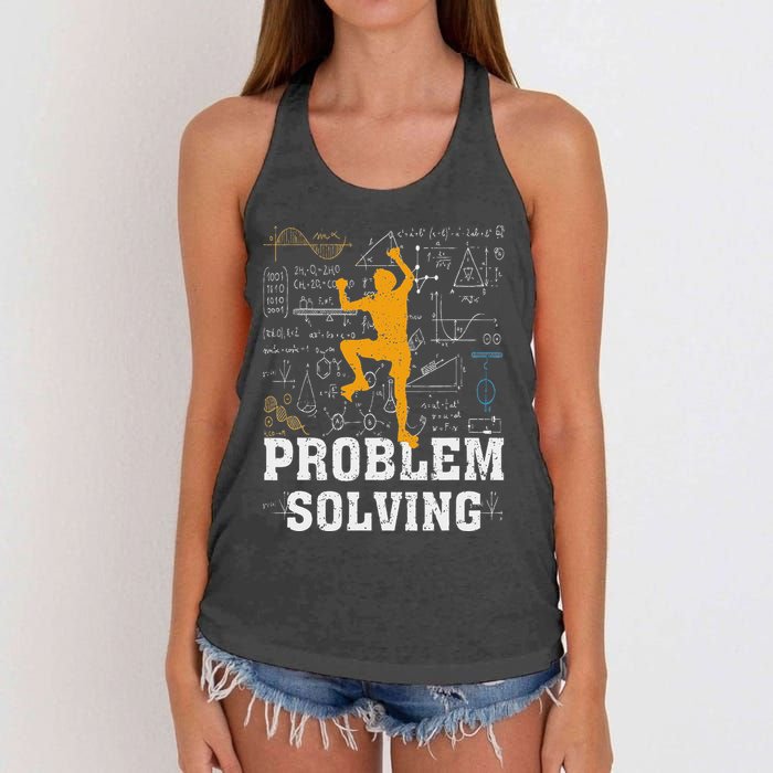 Rock Climbing Math Lover Problem Solving Mathematician Women's Knotted Racerback Tank
