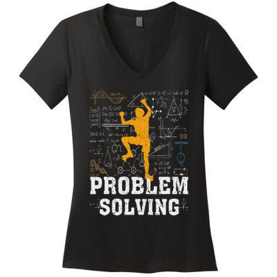Rock Climbing Math Lover Problem Solving Mathematician Women's V-Neck T-Shirt