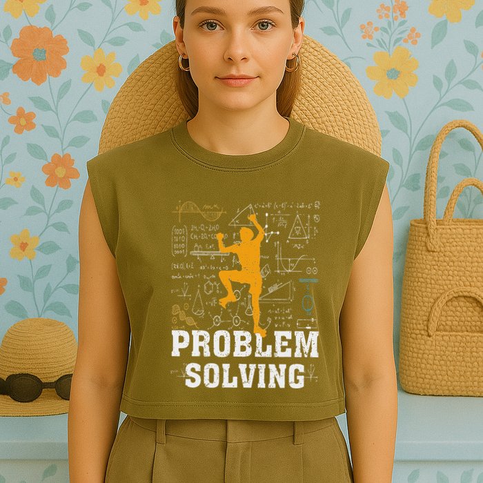 Rock Climbing Math Lover Problem Solving Mathematician Garment-Dyed Women's Muscle Tee
