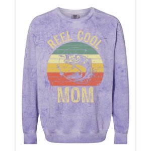 Reel Cool Mom Fishing Funny Gift Fishing Lovers Retro Gift Colorblast Crewneck Sweatshirt