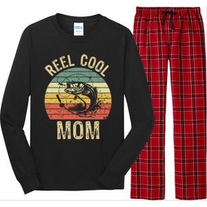 Reel Cool Mom Fishing Funny Gift Fishing Lovers Retro Gift Long Sleeve Pajama Set