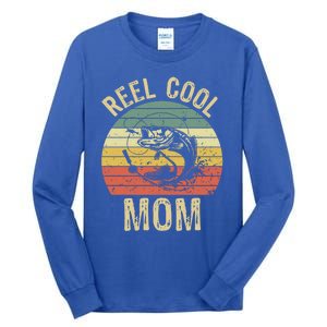 Reel Cool Mom Fishing Funny Gift Fishing Lovers Retro Gift Tall Long Sleeve T-Shirt