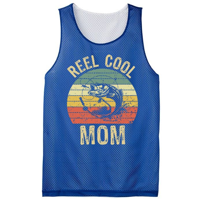 Reel Cool Mom Fishing Funny Gift Fishing Lovers Retro Gift Mesh Reversible Basketball Jersey Tank