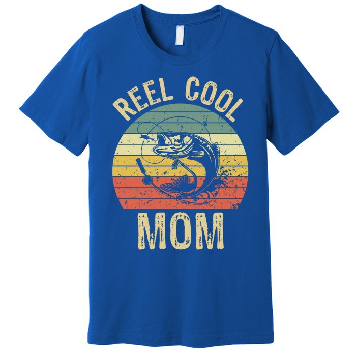 Reel Cool Mom Fishing Funny Gift Fishing Lovers Retro Gift Premium T-Shirt