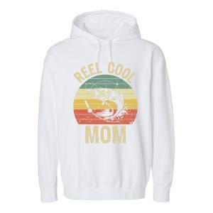 Reel Cool Mom Fishing Funny Gift Fishing Lovers Retro Gift Garment-Dyed Fleece Hoodie