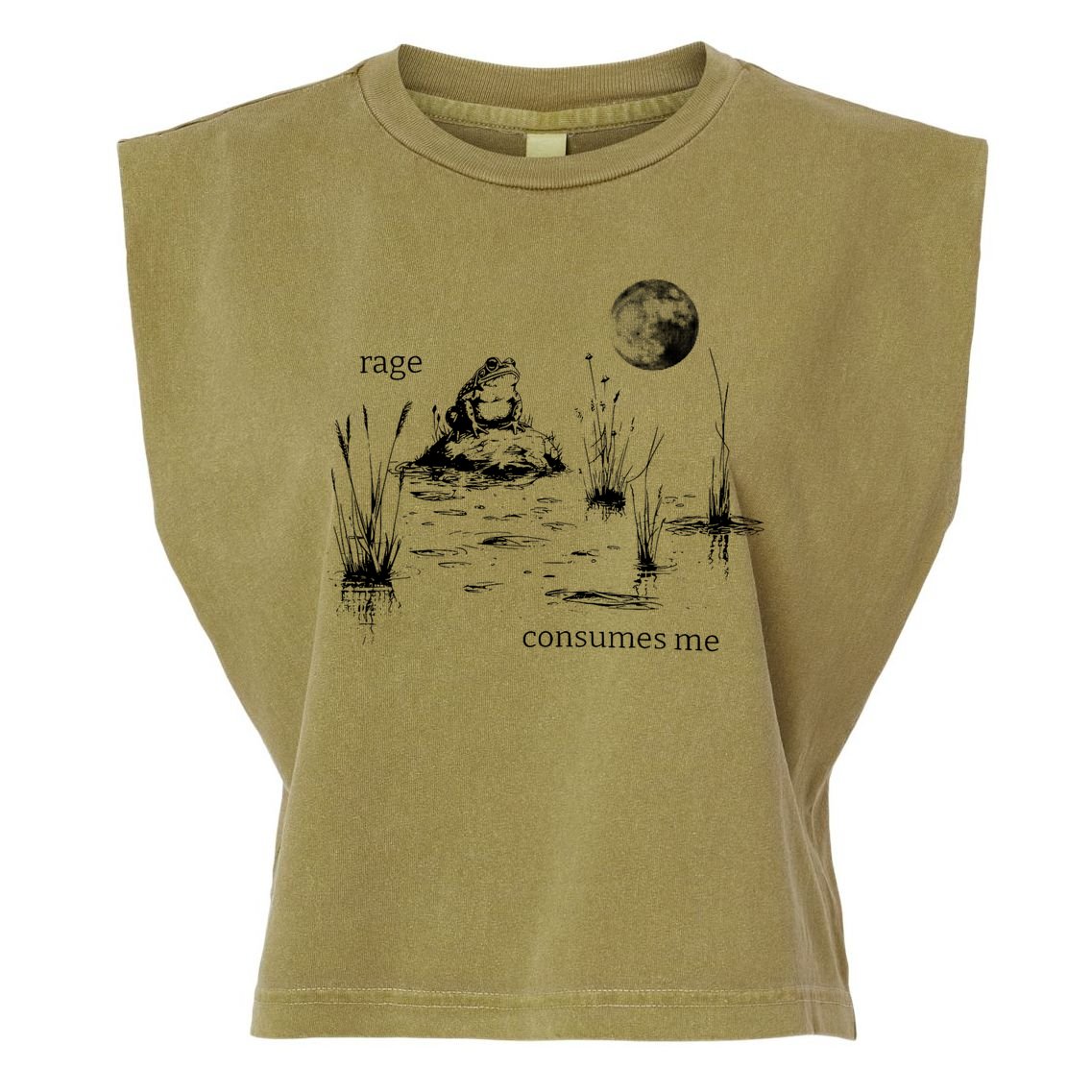Rage Consumes Me Frog Funny Garment-Dyed Women's Muscle Tee