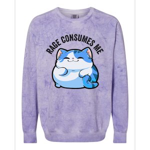 Rage Consumes Me Funny Cat Colorblast Crewneck Sweatshirt