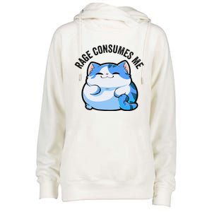 Rage Consumes Me Funny Cat Womens Funnel Neck Pullover Hood