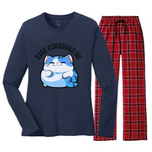 Rage Consumes Me Funny Cat Women's Long Sleeve Flannel Pajama Set 