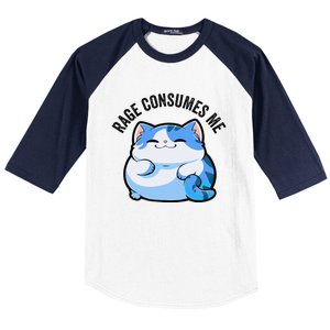 Rage Consumes Me Funny Cat Baseball Sleeve Shirt