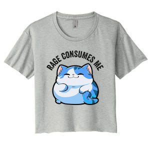 Rage Consumes Me Funny Cat Women's Crop Top Tee