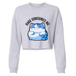 Rage Consumes Me Funny Cat Cropped Pullover Crew