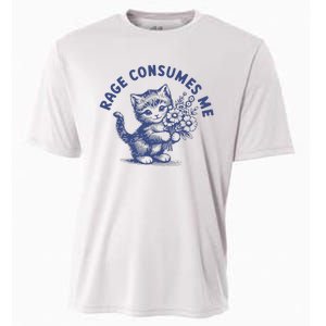 Rage Consumes Me Cat Flower Cute Kitty Cat Meme Cooling Performance Crew T-Shirt