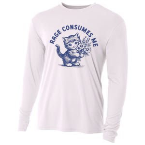 Rage Consumes Me Cat Flower Cute Kitty Cat Meme Cooling Performance Long Sleeve Crew