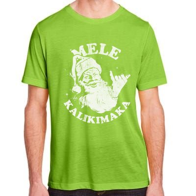 Retro Christmas Mele Kalikimaka Santa Shaka Hawaii Essential Adult ChromaSoft Performance T-Shirt